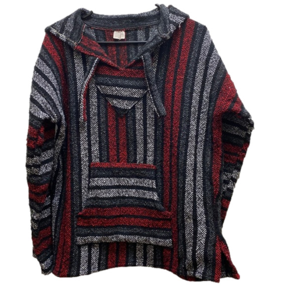 artesanias Other - Artesanias vintage men’s large textiles red & black pullover hooded Baja hoodie